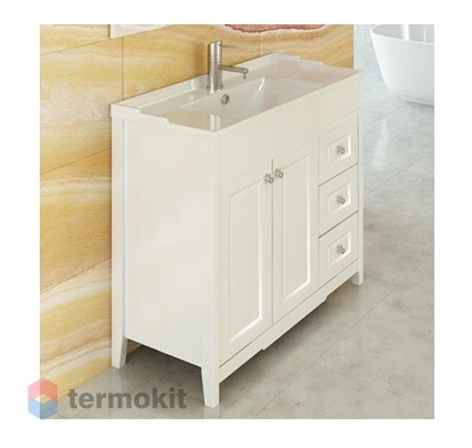 Тумба с раковиной COMFORTY Тбилиси-90 напольная белый глянец 00003132630
