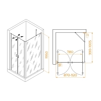 Душевой уголок RGW Passage PA-144B (PA-104B+Z-050-2B+O-204B) 1950x900x1000 черный 060814490-14
