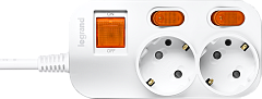 Удлинитель Anam Legrand e-Fren 2 с выключателем+ индивидуальным выкл.,шнур 1.5м, 16A, 250V
