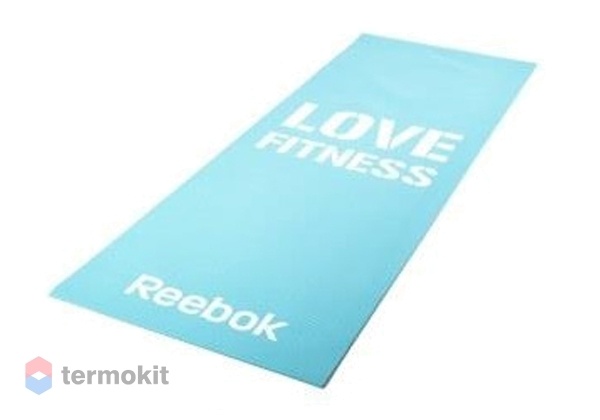 Тренировочный коврик Reebok Love для фитнеса тонкий голубой RAMT-11024BLL