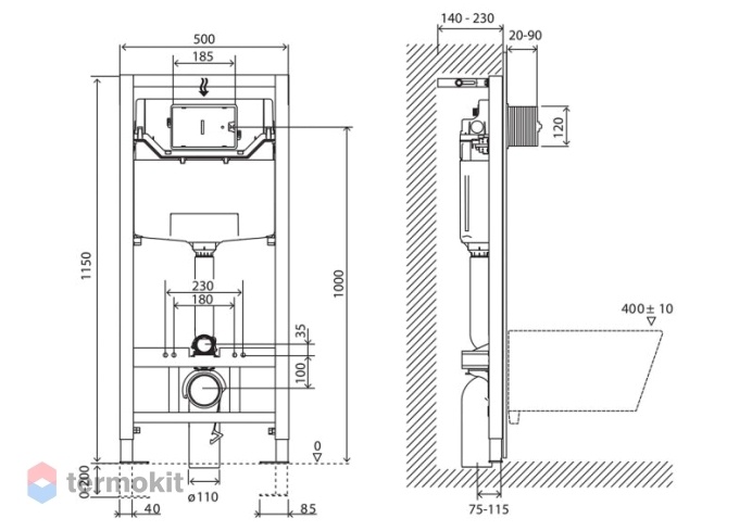 Инсталляция BELBAGNO для подвесного унитаза BB001-120