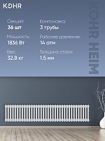 Стальной трубчатый радиатор Kohr Heim 3030/36 секций с боковым подключением 3/4