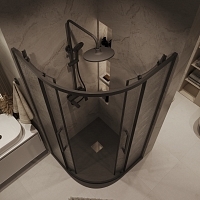 Душевой уголок Grossman Cosmo 1950x1000x1000 (стекло шиншилла) черный матовый 301.K33.02.1010.21.02