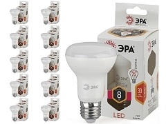 Лампа светодиодная ЭРА LED R63-8W-827-E27 диод, рефлектор, 8Вт, тепл, E27, 10 шт.