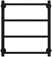 Водяной полотенцесушитель Стилье Версия-КН 600х500 (4) П 20x20 матовый черный, арт. 31640-6050