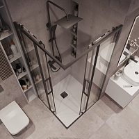 Душевой уголок Grossman Cosmo 1950x800x800 черный матовый 300.K33.02.8080.21.00