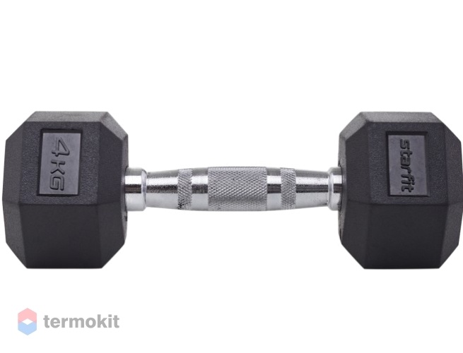 Гантель обрезиненная Starfit DB-301 4 кг, черная 1 шт