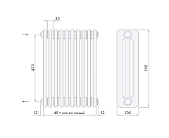 Стальной трубчатый радиатор Arbonia 3050/24 секции с боковым подключением 3/4 цвет TF (стиль Hi Tech)