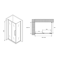 Душевой уголок ABBER Schwarzer Diamant 1950x1600x700 хром AG30160H-S70