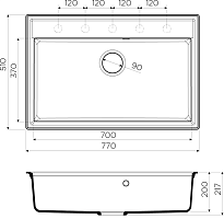 Мойка для кухни Omoikiri Daisen-77-BL 4993630
