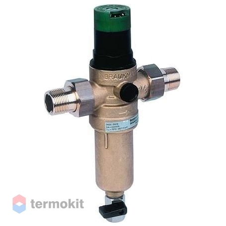 Фильтр Honeywell Braukmann FK06-3/4"-AAM для горячей воды, с промывочным краном и редуктором давления