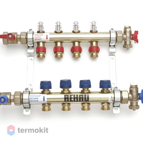 Распределительный коллектор Рехау HKV-D с расходомерами на 5 контуров