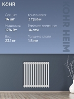 Стальной трубчатый радиатор Kohr Heim 3057/14 секций с боковым подключением 3/4