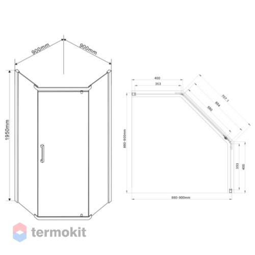 Душевой уголок Vincea Stresa 1950x900x900 черный VSP-1S900CLB
