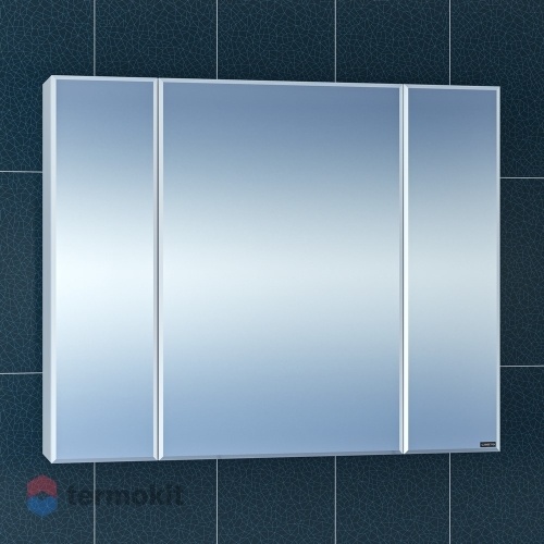 Зеркальный шкаф СанТа Стандарт 90 подвесной белый глянец 113017