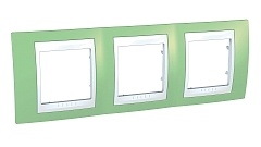 Рамка Schneider Electric Unica Хамелеон 3 поста горизонтальная зеленое яблоко/белая MGU6.006.863