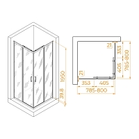 Душевой уголок RGW Passage PA-030B 1950x800x800 черный 3508103088-14