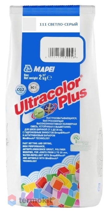 Затирка Mapei Ultracolor Plus №111 (Светло-серый) 2 кг