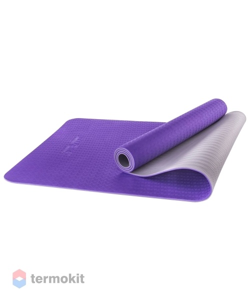 Коврик для йоги Starfit FM-201 TPE 173x61x0,5 см, фиолетовый/светло-серый