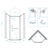 Душевой уголок RGW Passage PA-081B 800x800x1950 черный 35088188-14