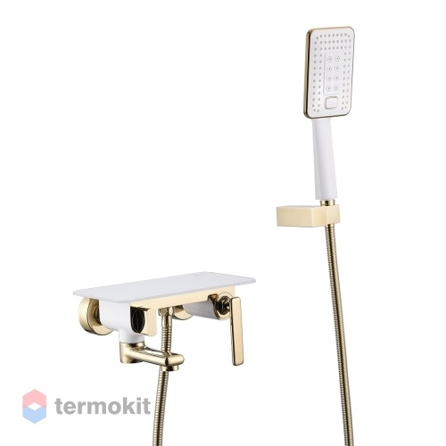 Смеситель для ванны и душа Lemark Mista белый/золото LM6414WG