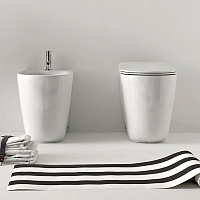 Унитаз приставной KERASAN Nolita с сиденьем белый глянцевый А0002400315+539101