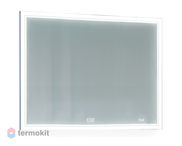 Зеркало Jorno Glass 120 подвесное с подсветкой и часами Gla.02.120/W