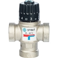 STOUT Термостатический смесительный клапан для систем отопления и ГВС 3/4&quot;  ВР 35-60°С KV 1,6