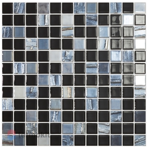 Стеклянная мозаика Vidrepur Astra Black Черный (на сетке) 31,7х31,7