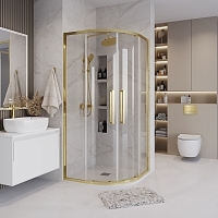 Душевой уголок Grossman Cosmo 1950x1000x1000 золото сатин 301.K33.02.1010.32.00