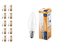 Лампа накаливания Osram CLAS B прозрачная 60W E14, 10 шт.