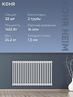 Стальной трубчатый радиатор Kohr Heim 2057/22 секции с боковым подключением 3/4