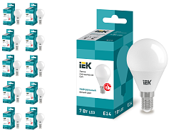 Лампа светодиодная IEK ECO G45 шар 7Вт 230В 4000К E14, 10 шт.