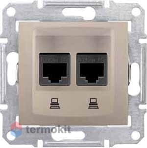 Розетка компьютерная двойная RJ45 кат. 5e UTP Schneider Electric Sedna Шнайдер Электрик Седна Титан SDN4400168