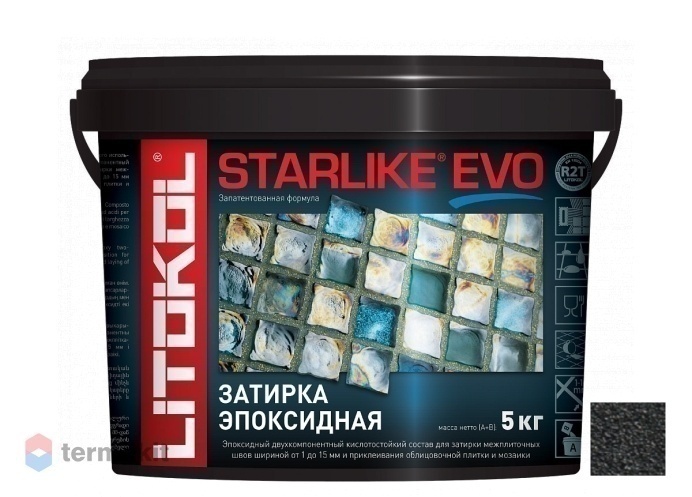 Затирка Litokol эпоксидная Starlike Evo S.145 Nero Carbonio 5кг