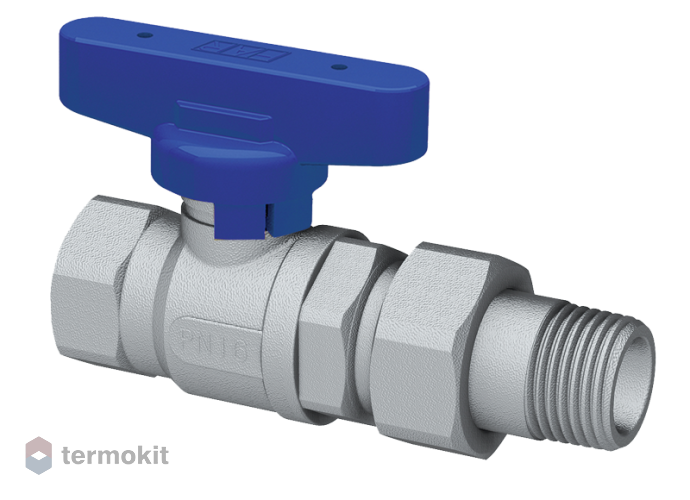 Кран шаровой Far 1/2” ВР-американка хром с синей ручкой