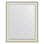 Зеркало с гравировкой в багетной раме EVOFORM EXCLUSIVE-G 94 белая кожа с хромом BY 4573