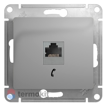 Телефонная розетка RJ11 Schneider Electric Glossa Шнайдер Электрик Глосса Алюминий GSL000381T