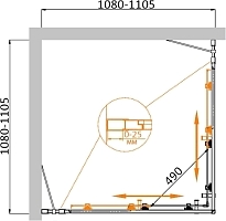 Душевой уголок Cezares Molveno 1950x1100x1100 (рифленое стекло) хром MOLVENO-A-22-90+20-P-Cr