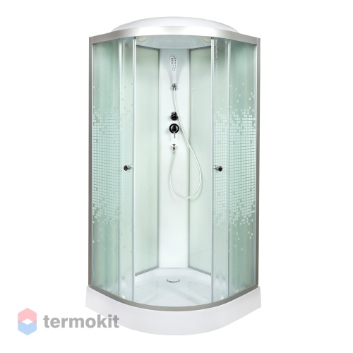 Душевая кабина Deto L 90x90 с полкой Хром (рифленое стекло) L 909 стандартная
