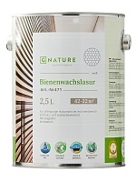 GNature 471, Bienenwachslasur Краска - лазурь для деревянных поверхностей с пчелиным воском, для внутренних работ, матовая, белая база 2,5 л