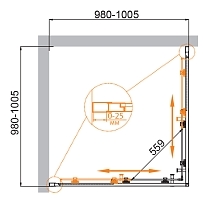 Душевой уголок Cezares Molveno 1950x1000x1000 брашированное золото MOLVENO-A-2-100-C-BORO-IV