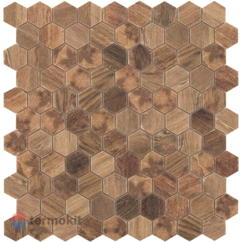 Мозаика Стеклянная Vidrepur Hex Woods № 4700 (на сетке) 31,7x30,7
