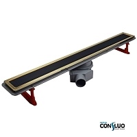 Душевой лоток Pestan Confluo Premium Line 650 Black Glass Gold золото/черный глянец 13100116