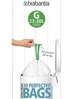 Мешки для мусора Brabantia PerfectFit размер G 23-30 л рулон 20 шт 246265