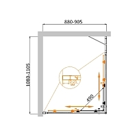 Душевой уголок Cezares Molveno 1950x1100x900 брашированное золото MOLVENO-AH-21-90+20-C-BORO-IV