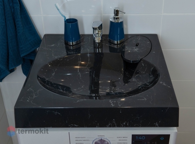 Раковина над стиральной машиной Stella Polar Миро 60 черный мрамор SP-00000840