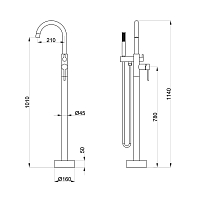 Смеситель для ванны и душа напольный Orange Steel черный матовый M99-336b