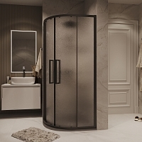 Душевой уголок Grossman Cosmo 1950x1000x1000 (стекло шиншилла) черный матовый 301.K33.02.1010.21.02