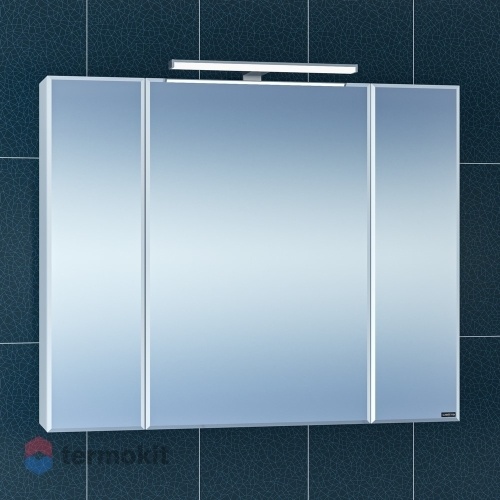 Зеркальный шкаф СанТа Стандарт 90 подвесной с подсветкой белый глянец 113018